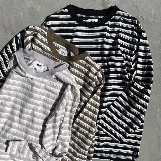 WAX(ワックス) / ロンT 長袖Tシャツ / STRIPE BAGGIES LONG TEE - GRAY 