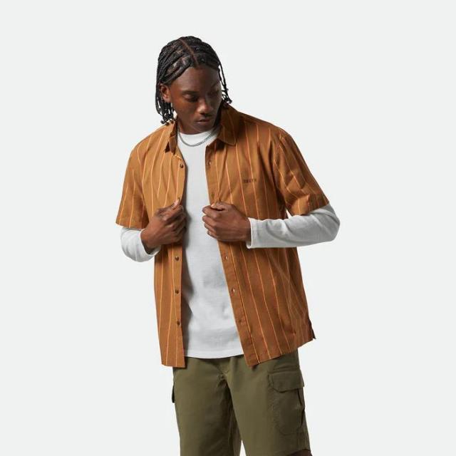 BRIXTON / 半袖 シャツ / CRU STRIPE S/S WVN - WASHED COPPER/BURNT