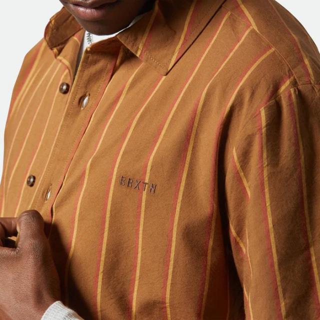 BRIXTON / 半袖 シャツ / CRU STRIPE S/S WVN - WASHED COPPER/BURNT