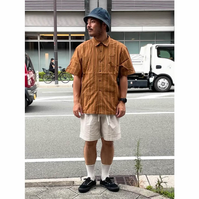 BRIXTON / 半袖 シャツ / CRU STRIPE S/S WVN - WASHED COPPER/BURNT