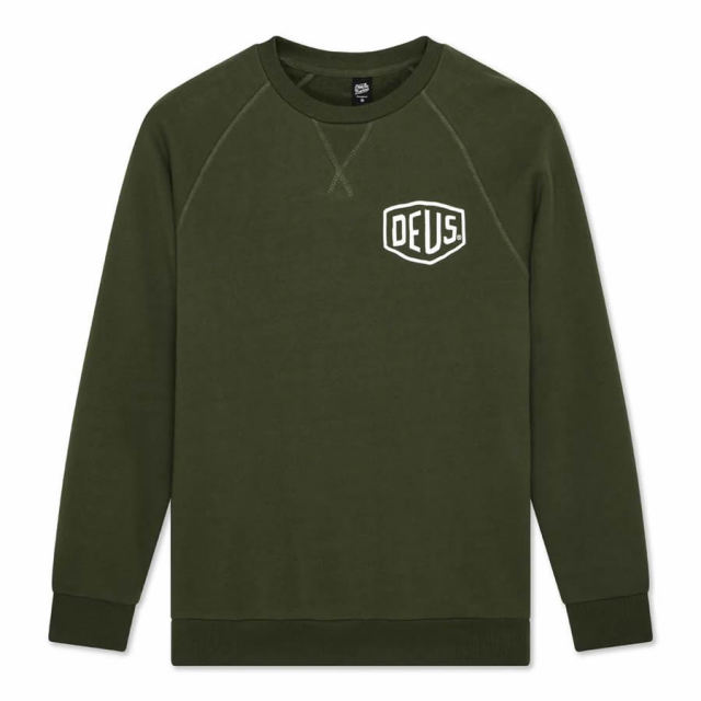 DEUSEXMACHINA,SAFARI,サファリ,デウスエクスマキナ,クルースウェット,トレーナー,メンズ,シールドロゴ,アドレス,定番