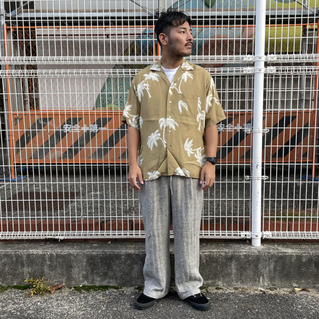 Groovin High アロハシャツ 日本製 クリーム色 WAX(ワックス) / 半袖 アロハシャツ / ALOHA SHIRTS - KHAKI / WX-0502