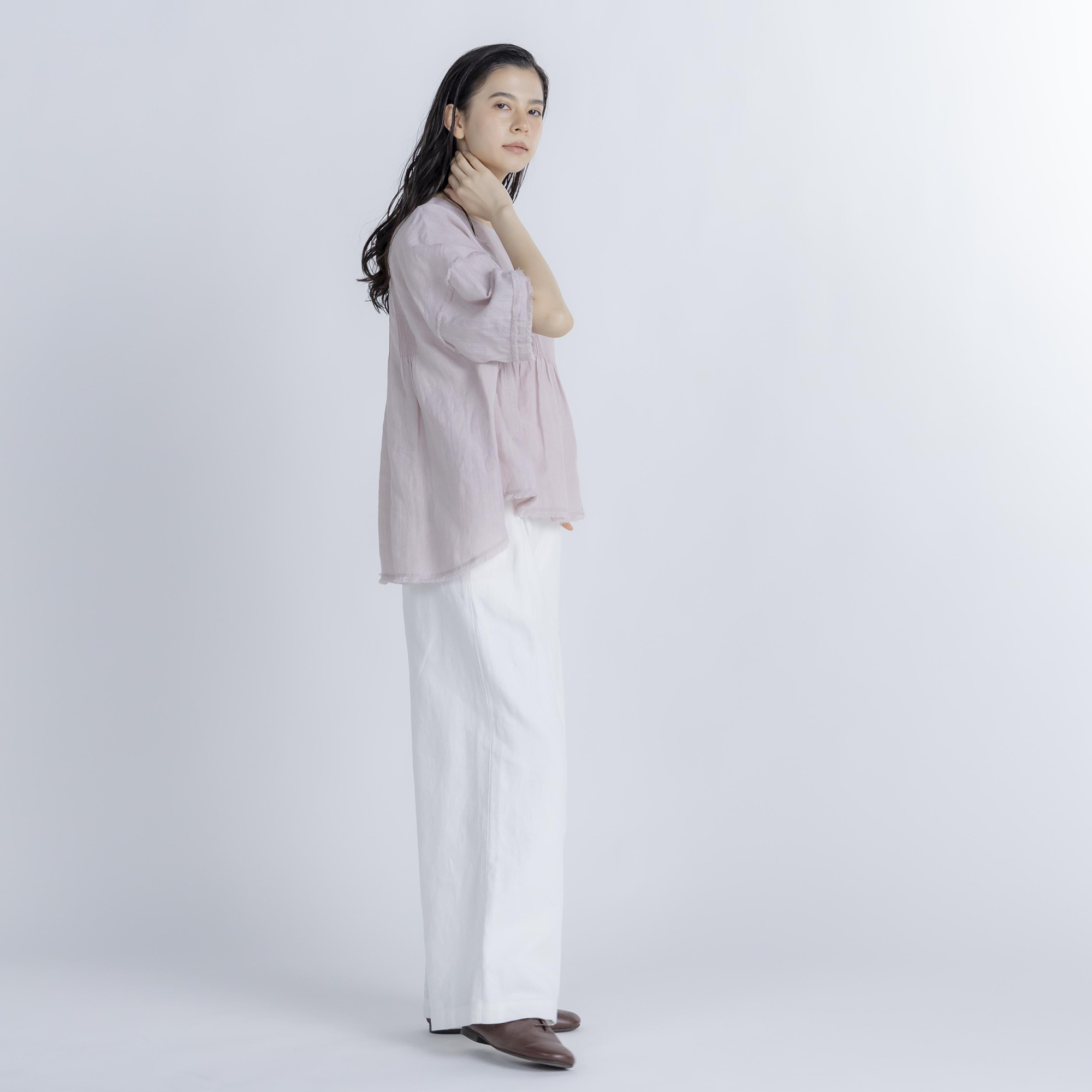 40リネンピンタックブラウス 【0623PT-61111】