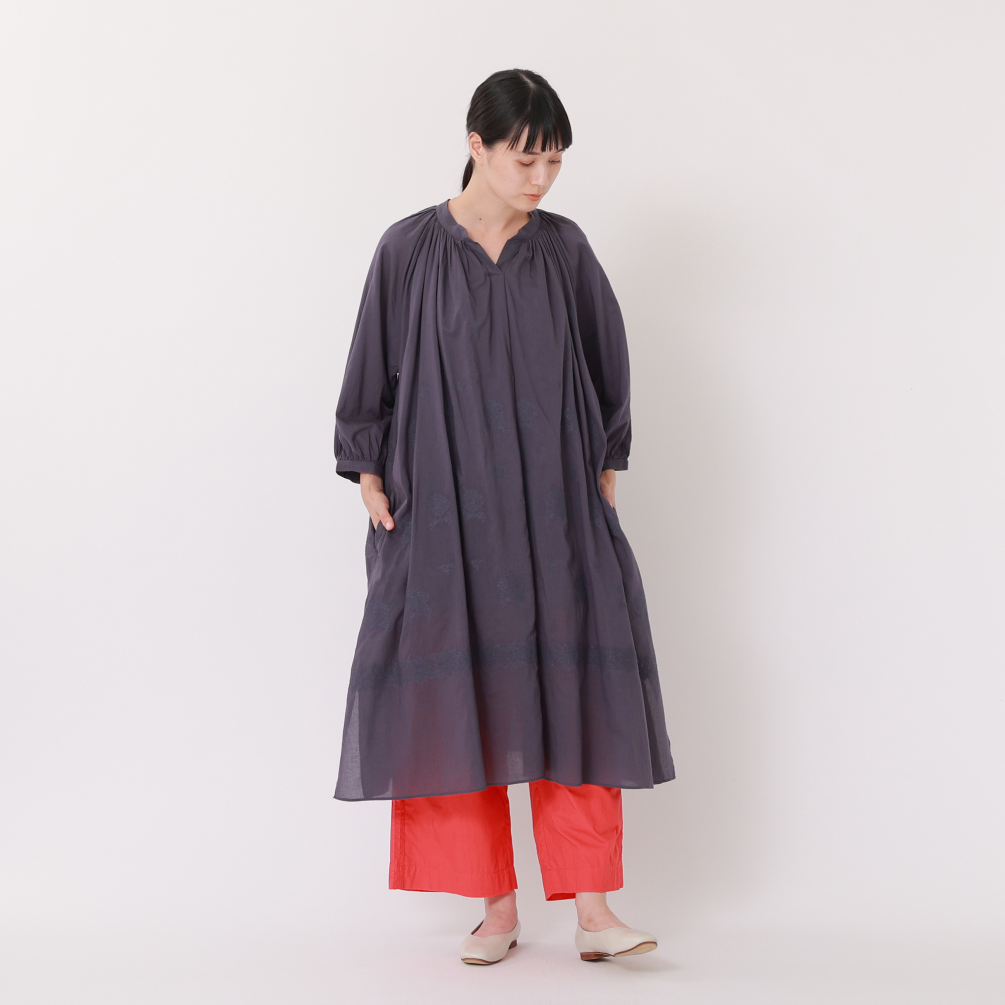 コットンキャンブリックサイドピンタックパンツ【0623PT-66108】