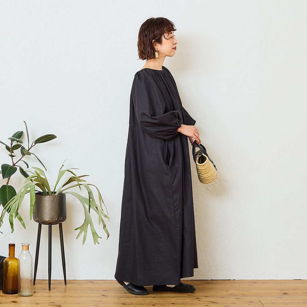 美品 ドゥロワー コットンリネン 七分袖 ミリタリージャケット◆ブラック 再販売【tomomiさんコラボ】【丈が選べる】コットンリネンブロード2WAY
