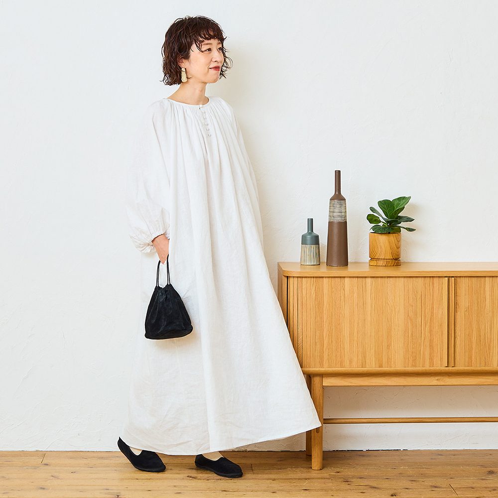 tutie tomomiさんコラボ コットンリネンブロード2WAYワンピース 再販売【tomomiさんコラボ】【丈が選べる】コットンリネン