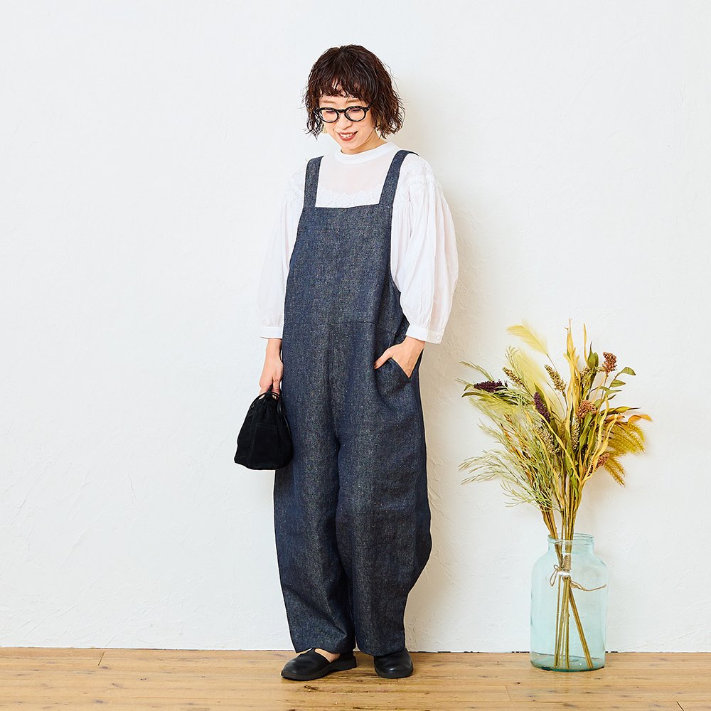 美品 リネン100% モトミエム サロペット オーバーオール オールインワン 美品 リネン100% モトミエム サロペット オーバーオール