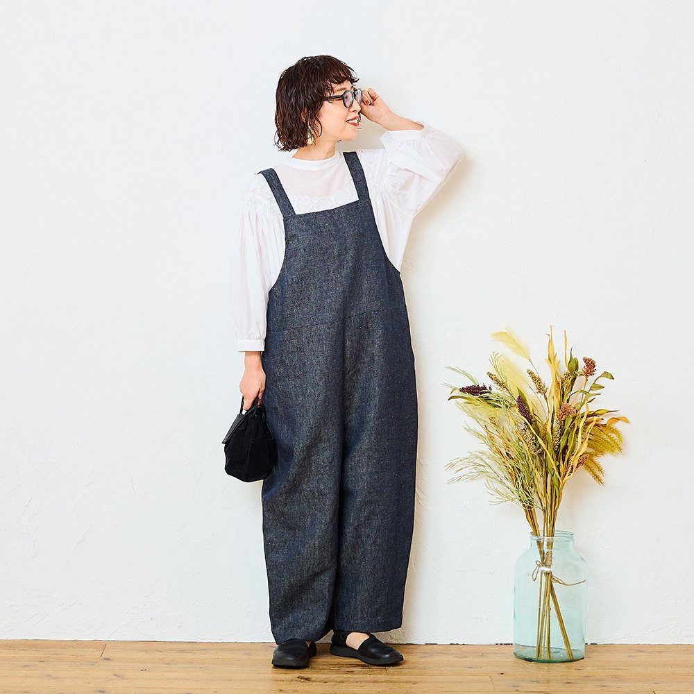 TUTIE.✨リネンデニムフロントファスナー サルペット 再販売【tomomiさんコラボ】リネンデニムサロペット