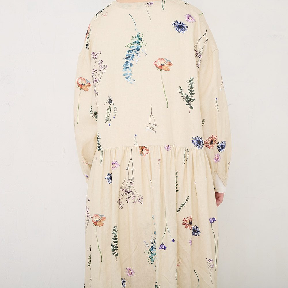 RINコラボ】リネン染色ドライフラワープリントワンピース