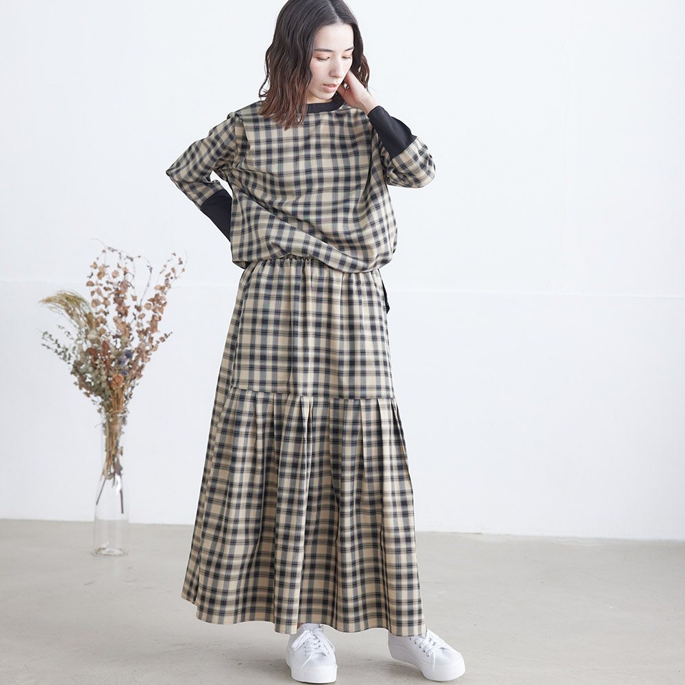 T. リヨセルコットンチェック2WAYスカート