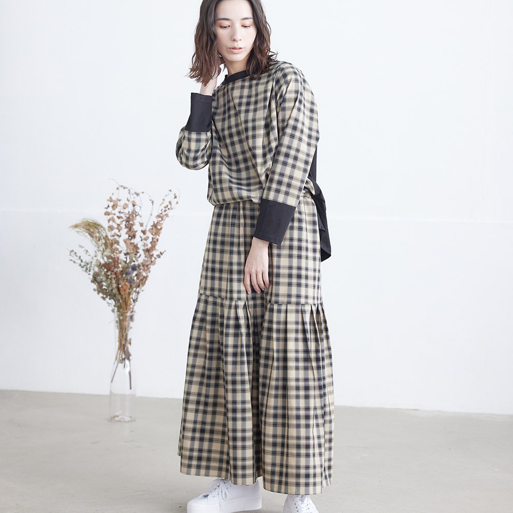 リヨセルコットンチェック2WAYスカート