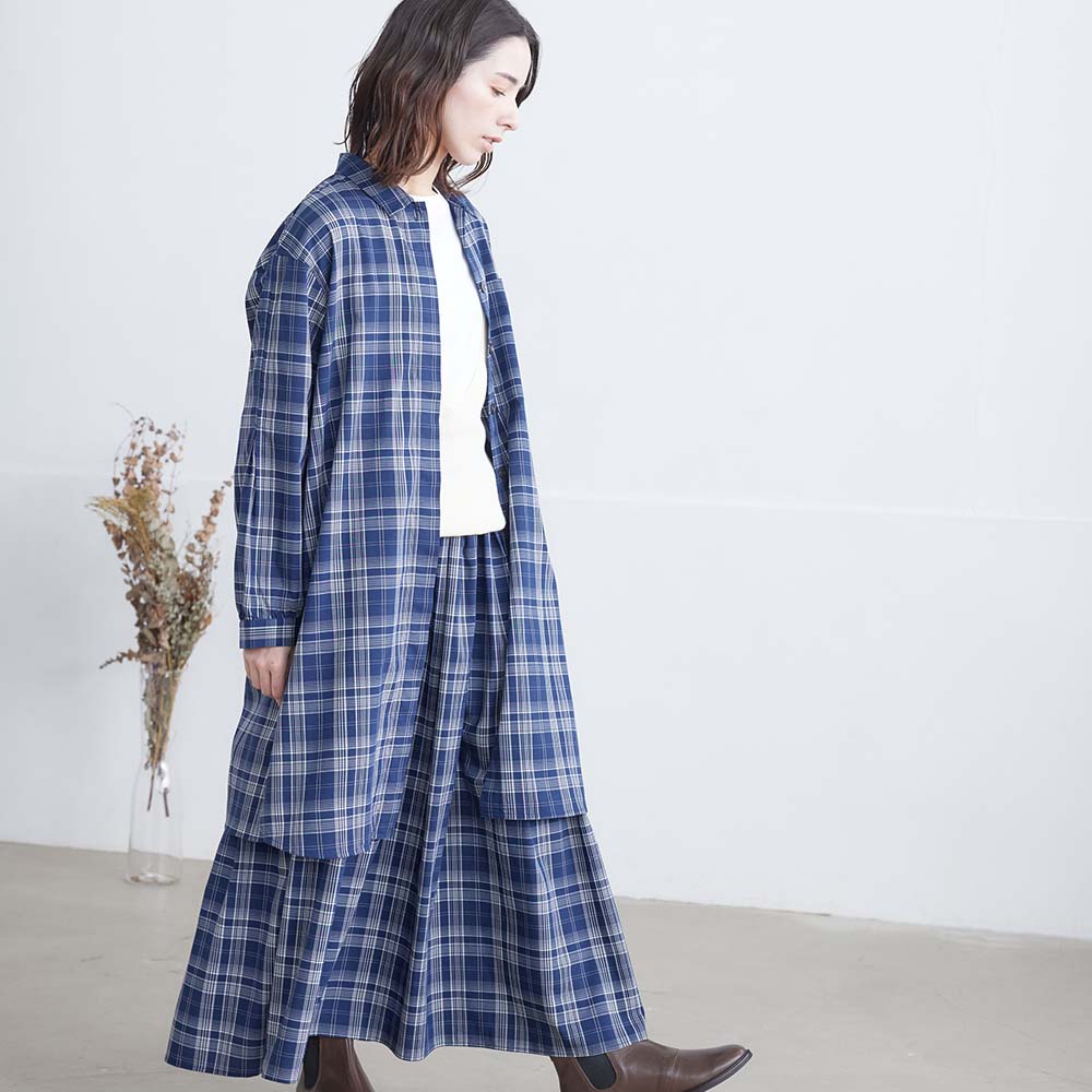 リヨセルコットンチェック2WAYスカート