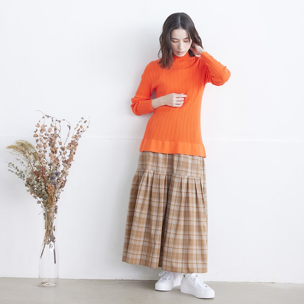 綿１００％用尺たっぷりタックスカート ［Soiunique］ 新品！！ツータックワイドスカートTC(スカート｜ボトムス)