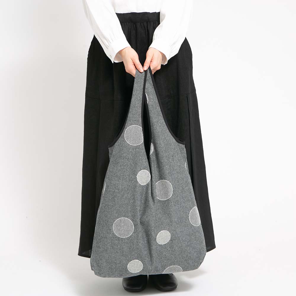 コットン起毛ドット刺繍トートバッグ