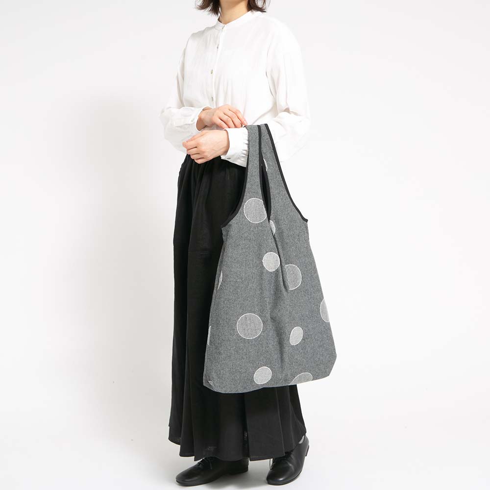 コットン起毛ドット刺繍トートバッグ
