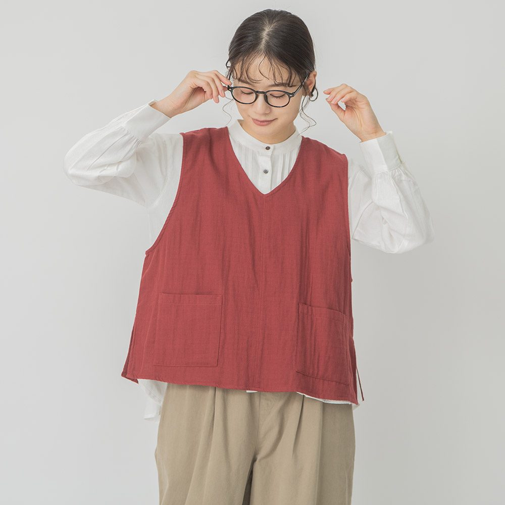 0624AT40035 コットンダブルガーゼベスト