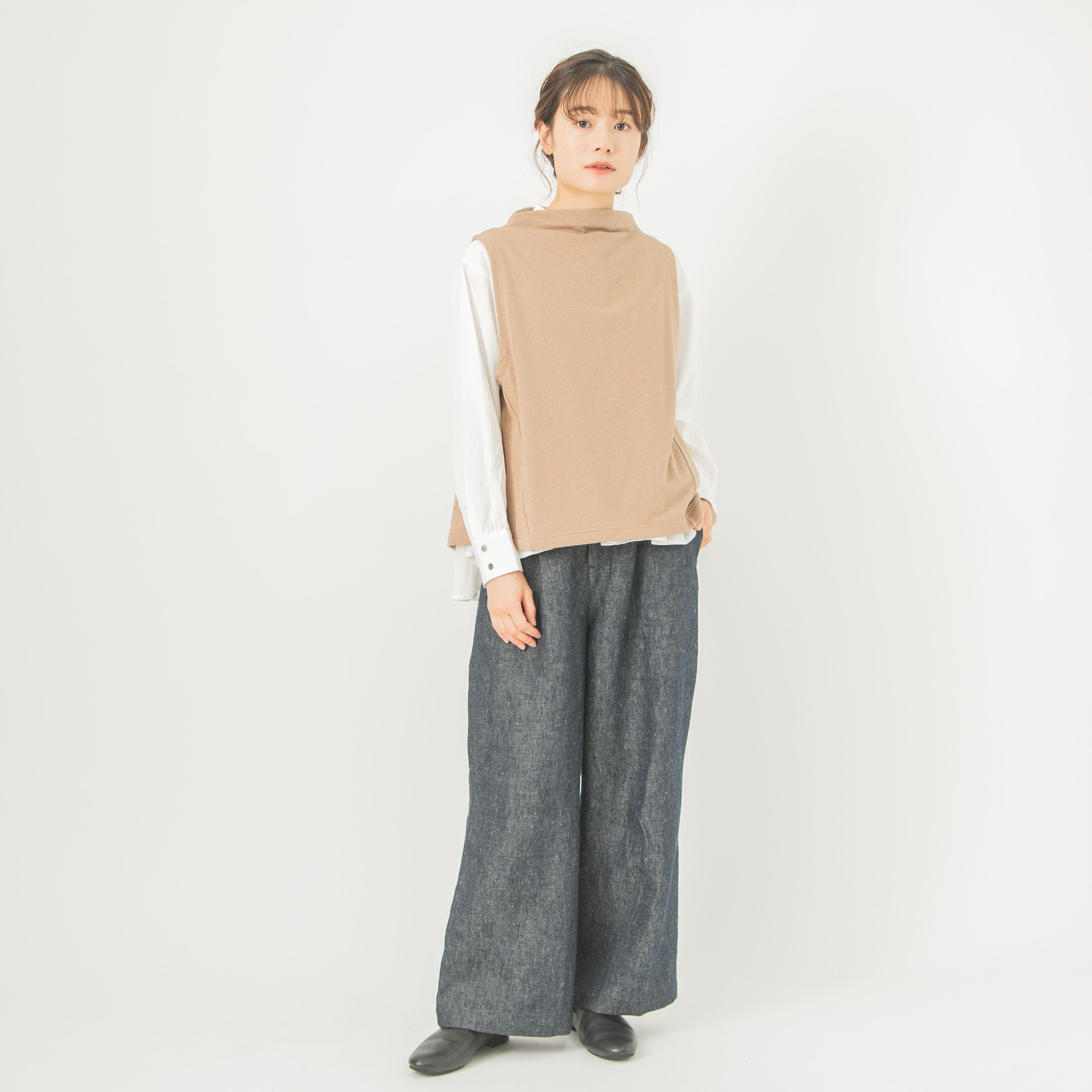 コットンヴィンテージ裏毛ボトルネックベスト