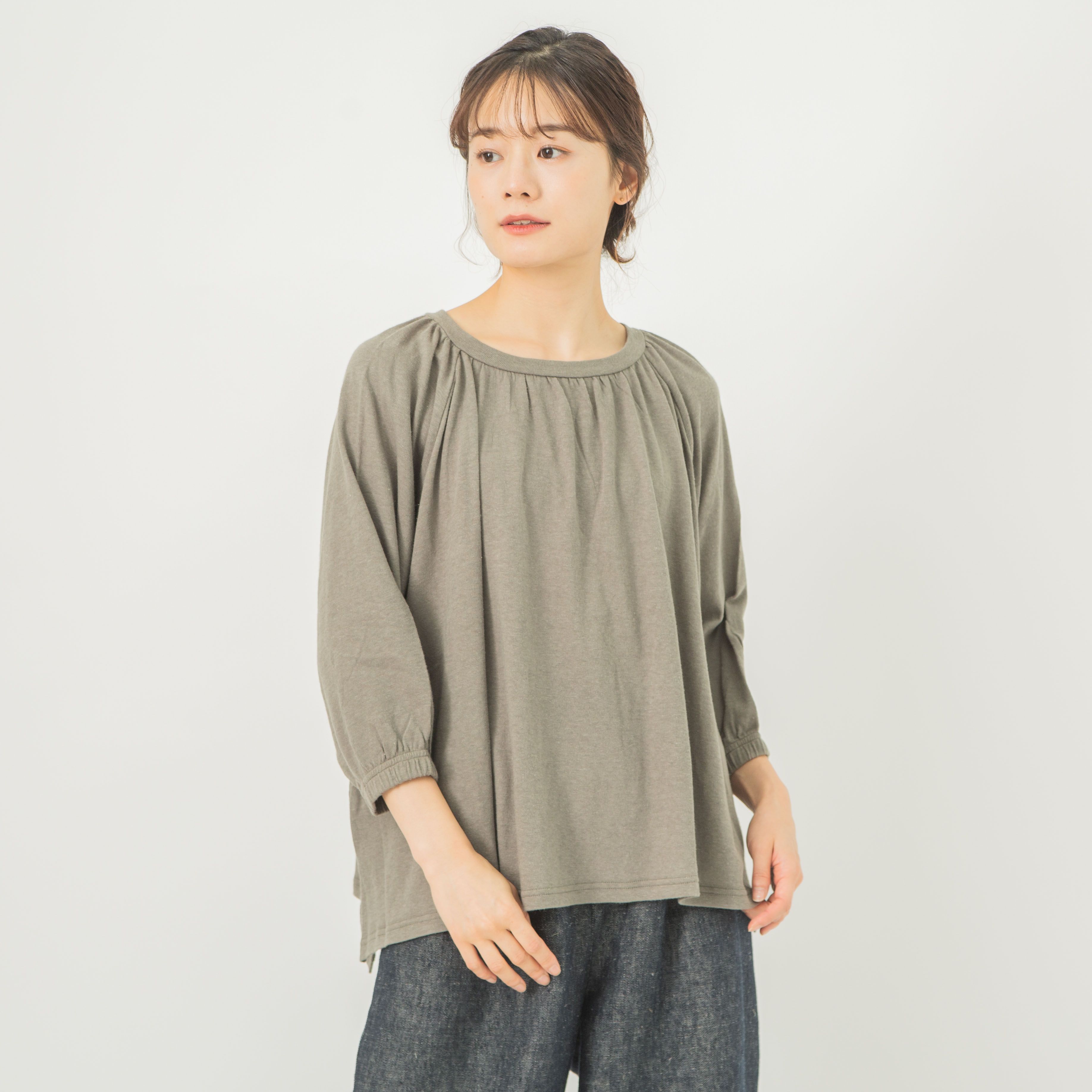 コットンガーゼ天竺ラグランスリーブプルオーバー