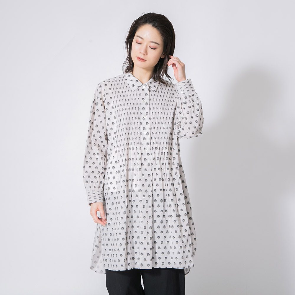 GANNI フラワープリント チュニック Meets india～コットンフラワープリントピンタックチュニック
