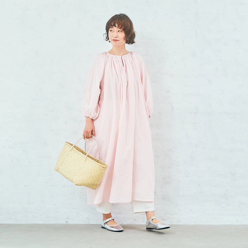 コットンリネンボイル２ＷＡＹギャザーワンピース【ショート】