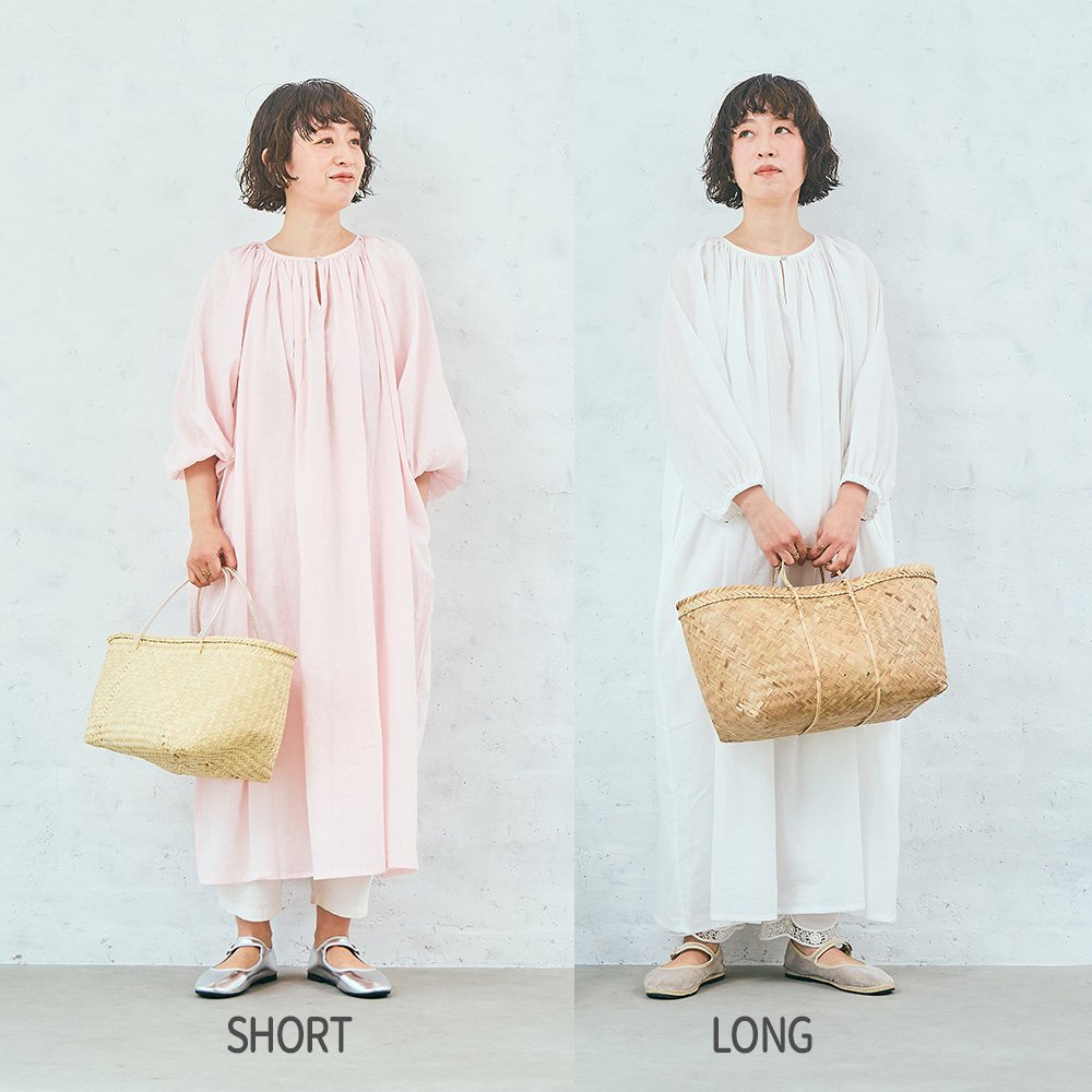 コットンリネンボイル２ＷＡＹギャザーワンピース