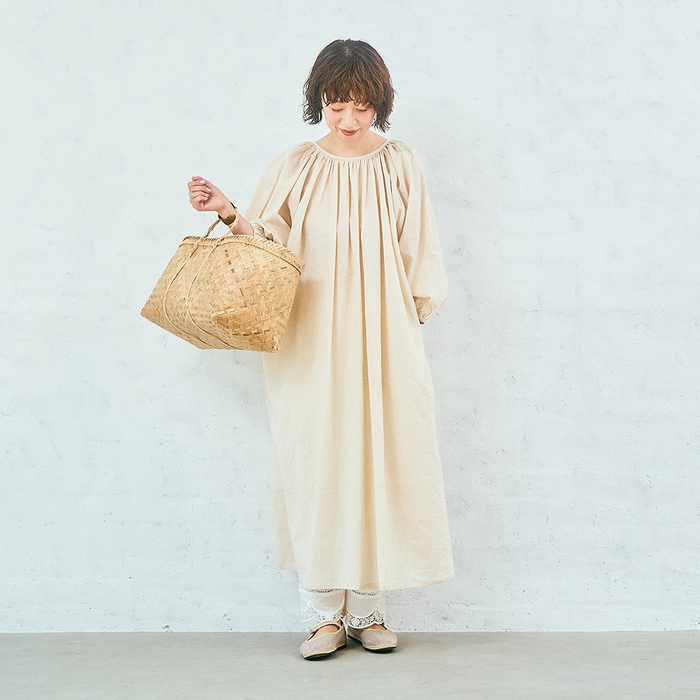 コットンリネンボイル２ＷＡＹギャザーワンピース【ショート】