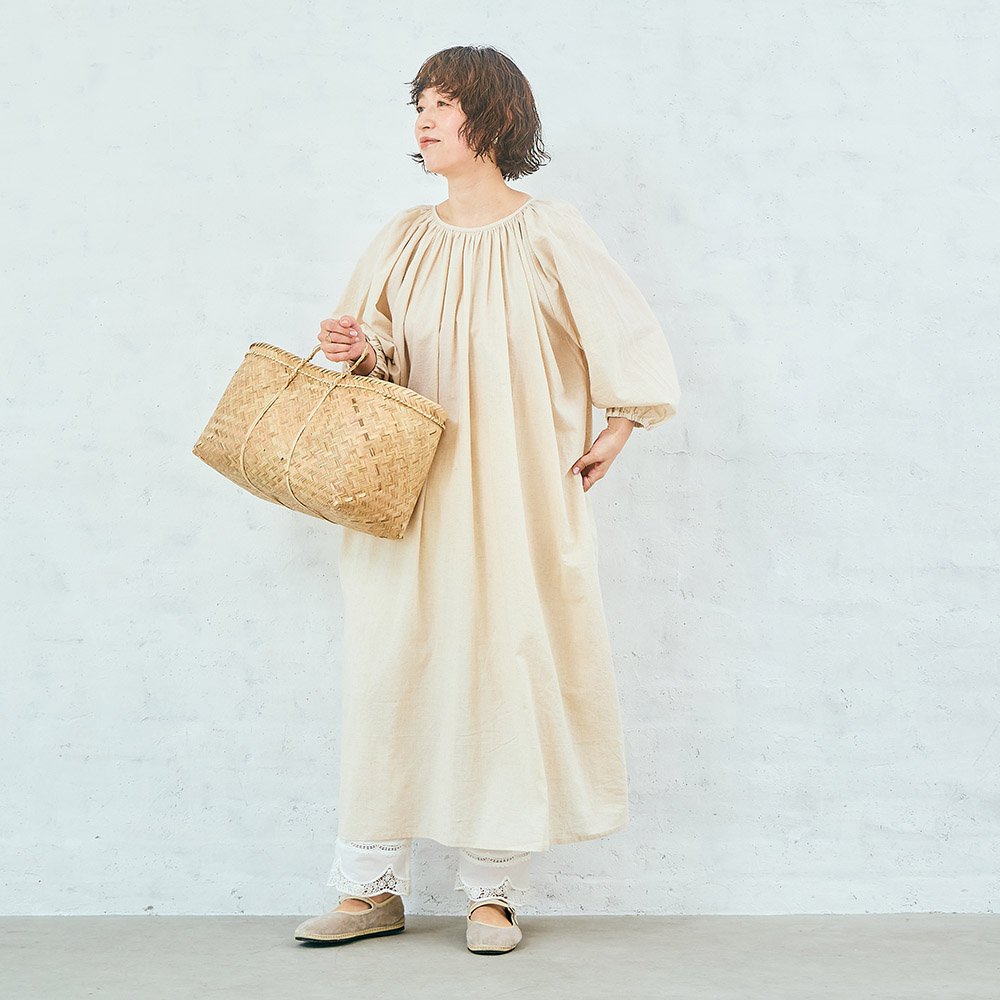 コットンリネンボイル２ＷＡＹギャザーワンピース【ショート】