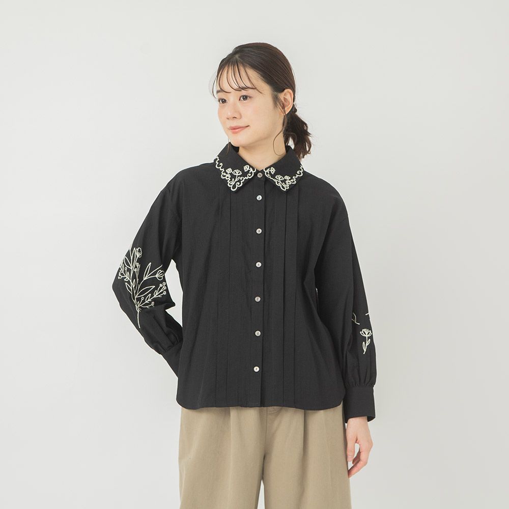 コットンビエラフラワー刺繍ブラウス