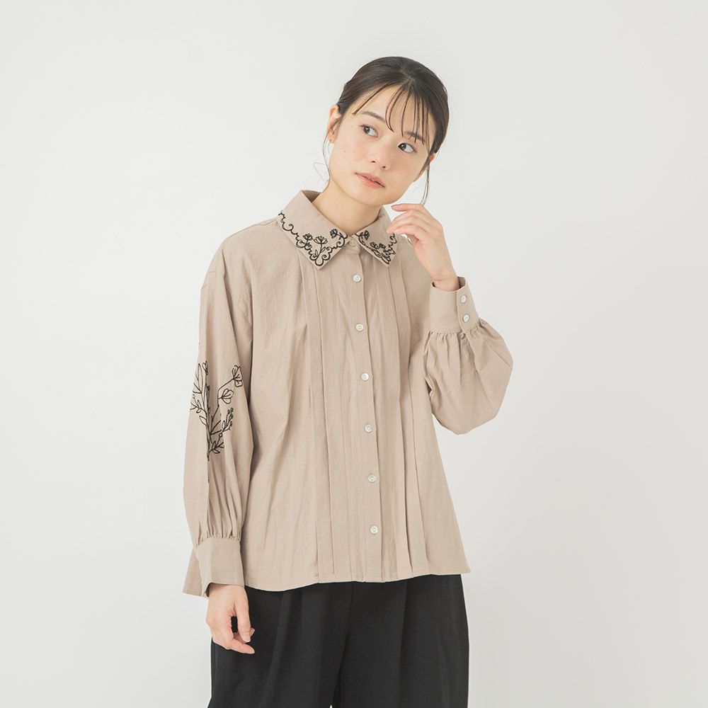 コットンビエラフラワー刺繍ブラウス