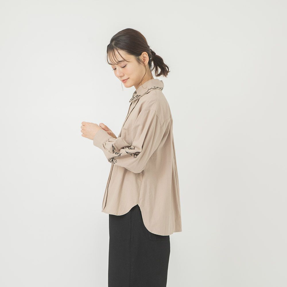 コットンビエラフラワー刺繍ブラウス