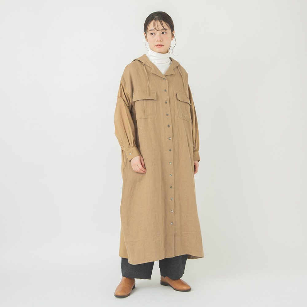 リネン起毛セーラーカラーコートワンピース