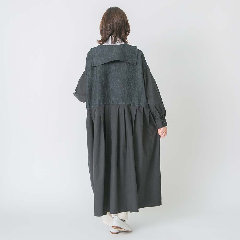 リネン起毛セーラーカラーコートワンピース