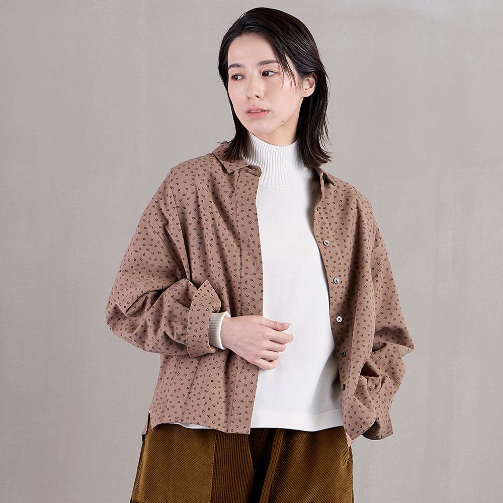 0624WT91010コットン起毛プリントブラウス