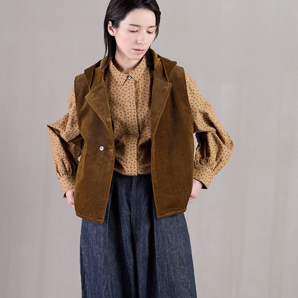 コットン起毛プリントブラウス