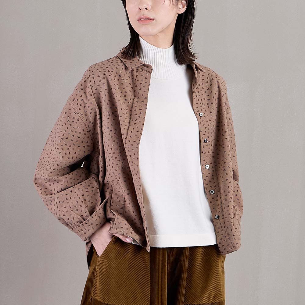 コットン起毛プリントブラウス