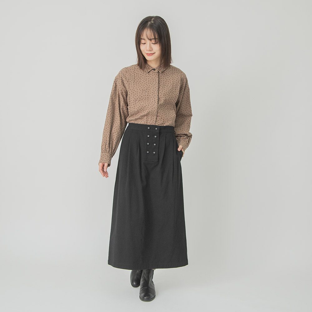 コットン起毛プリントブラウス