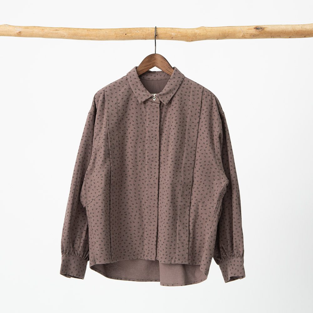 コットン起毛プリントブラウス