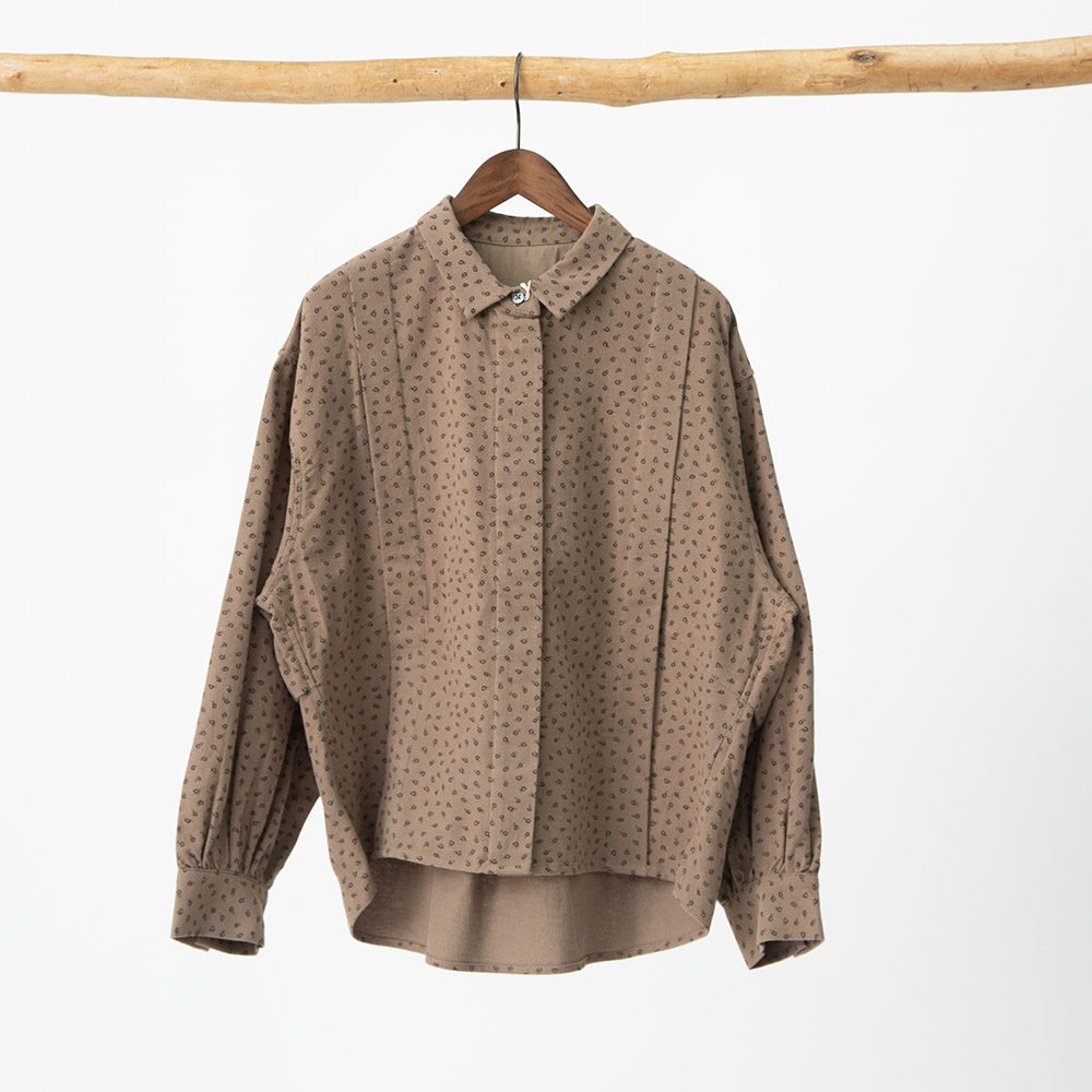 コットン起毛プリントブラウス