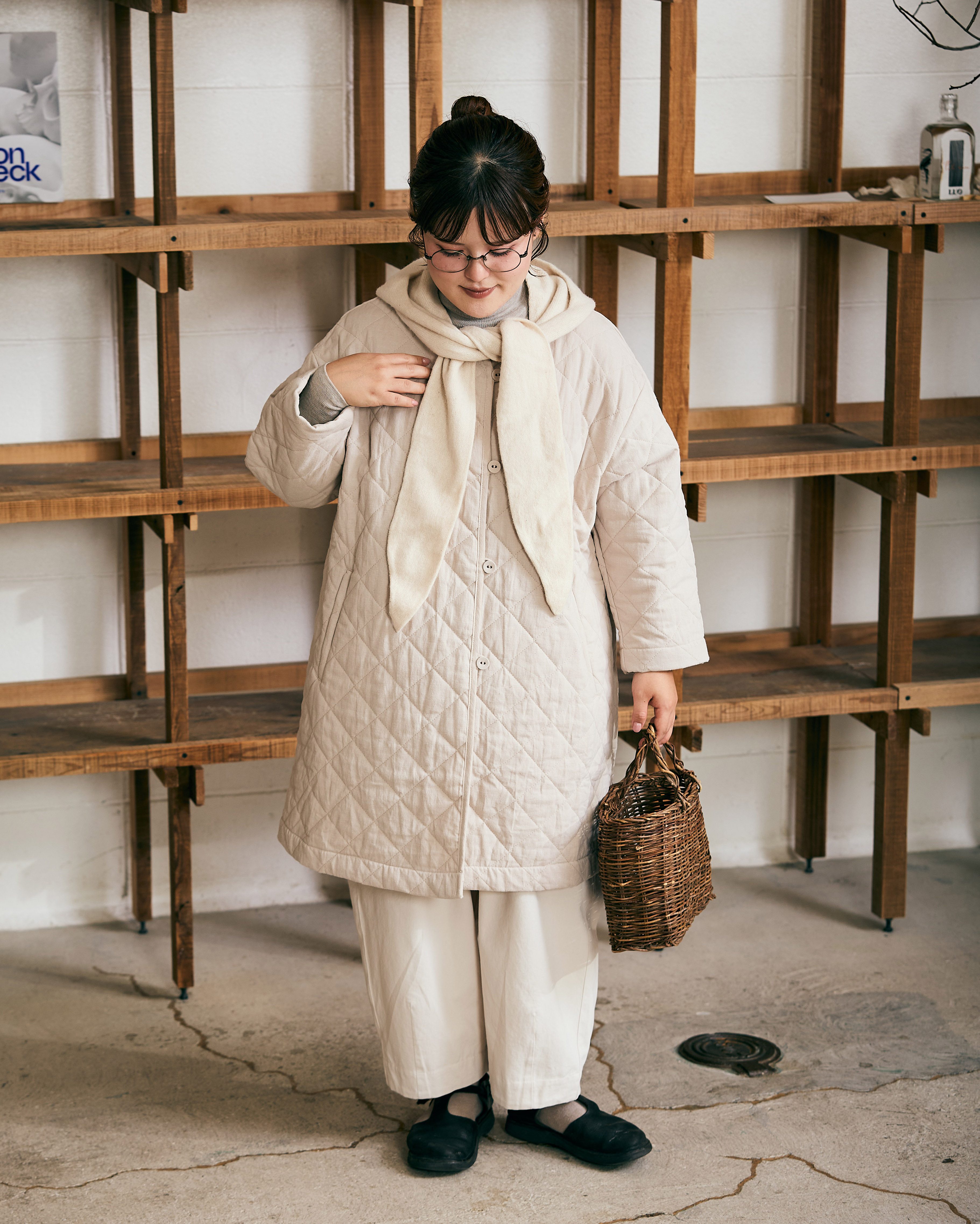 受付終了【kawasakiさんコラボ】コットンリネンキルティングコート