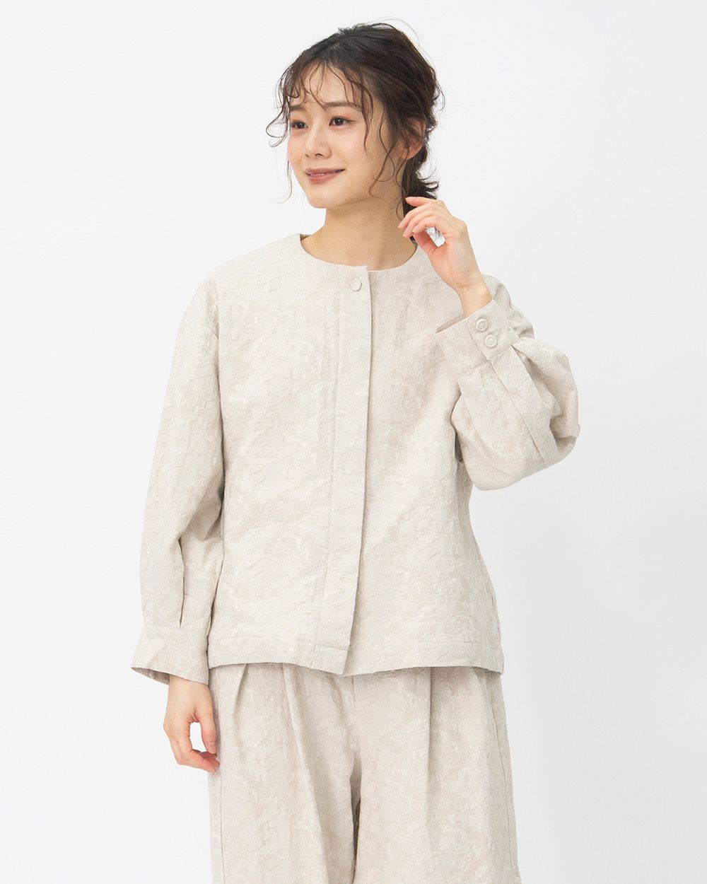 コットンリネンジャカードジャケット