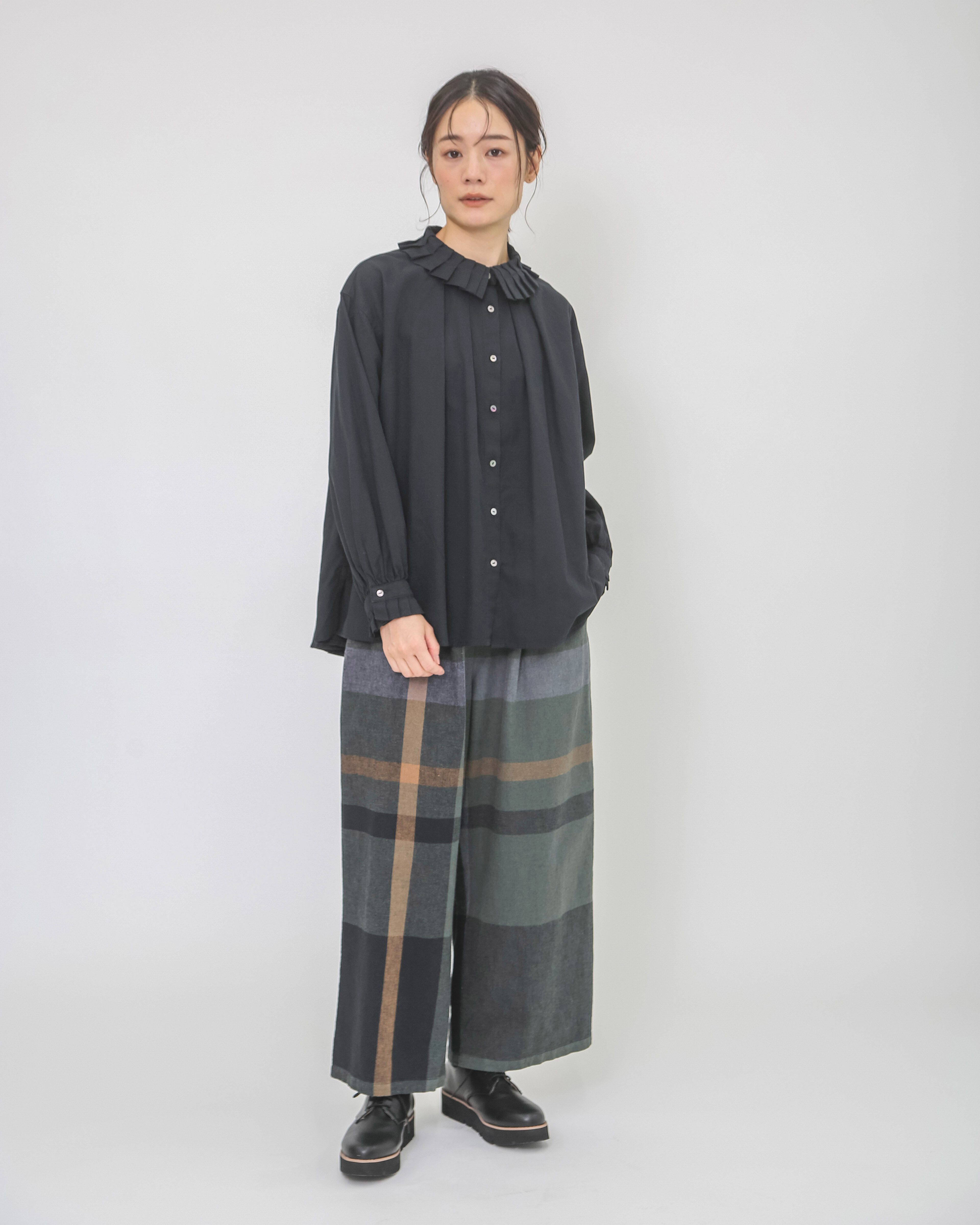 コットンリネンアムンゼンパネルチェックパンツ