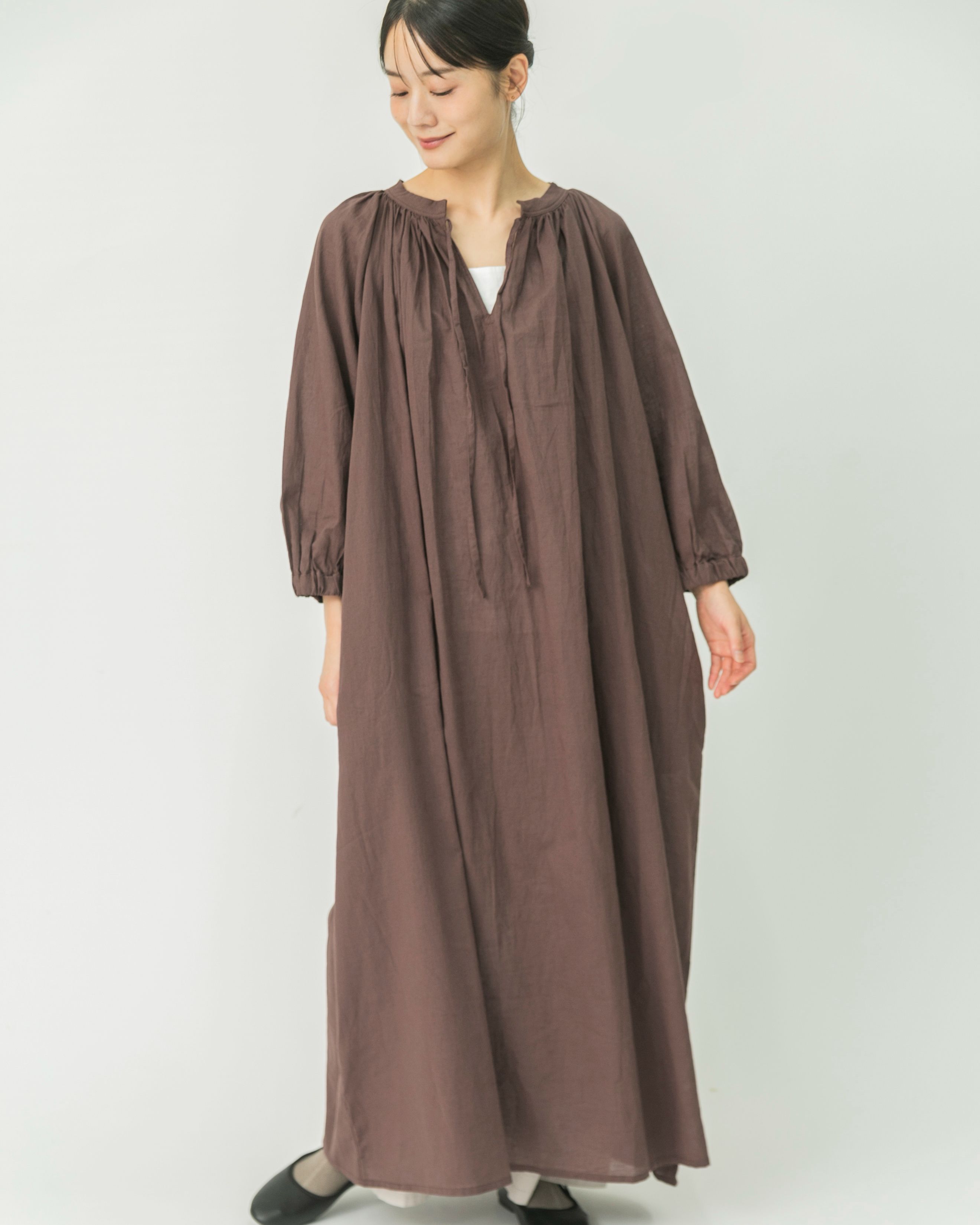 丈が選べる】コットンリネン2wayワンピース