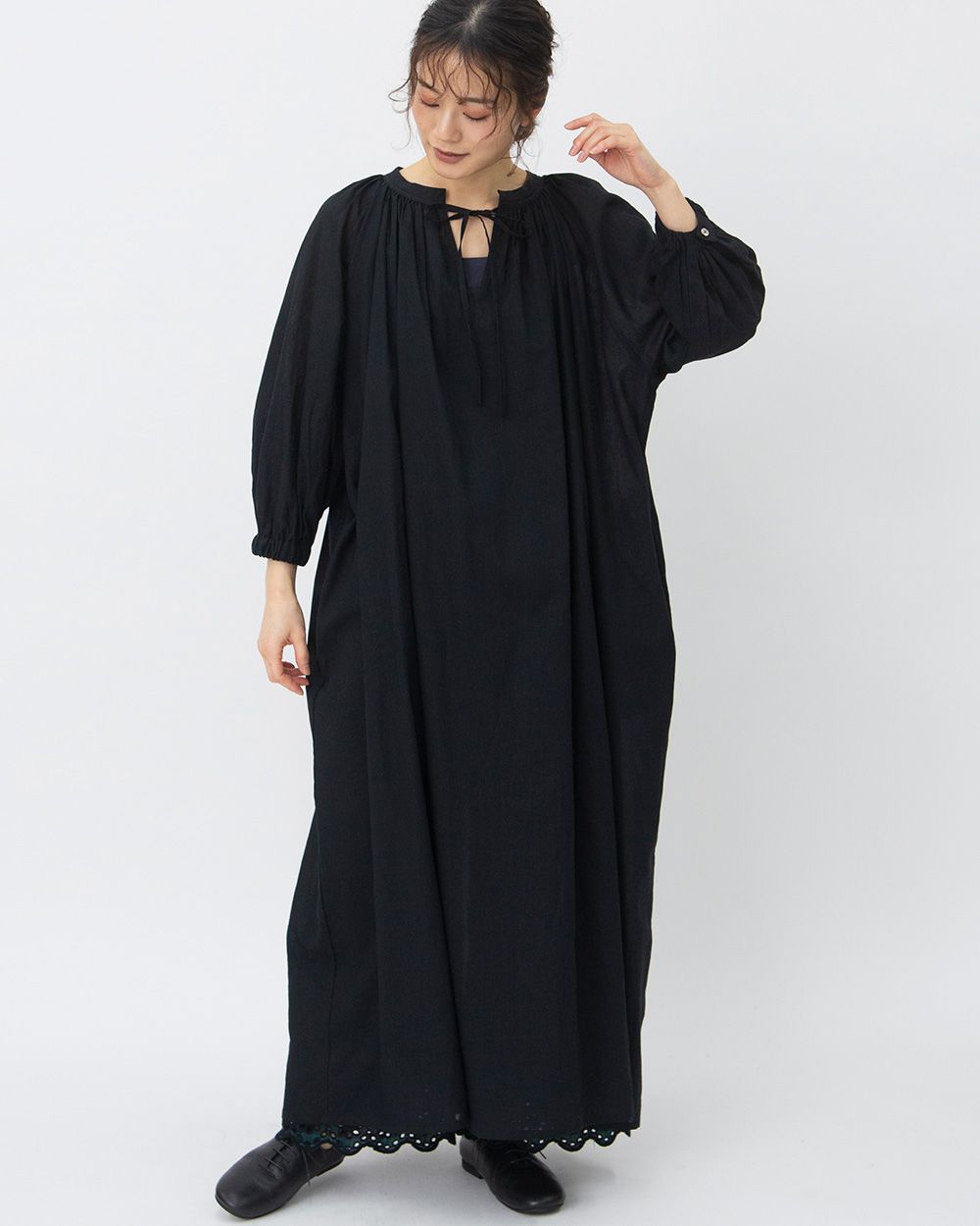 丈が選べる】コットンリネン2wayワンピース