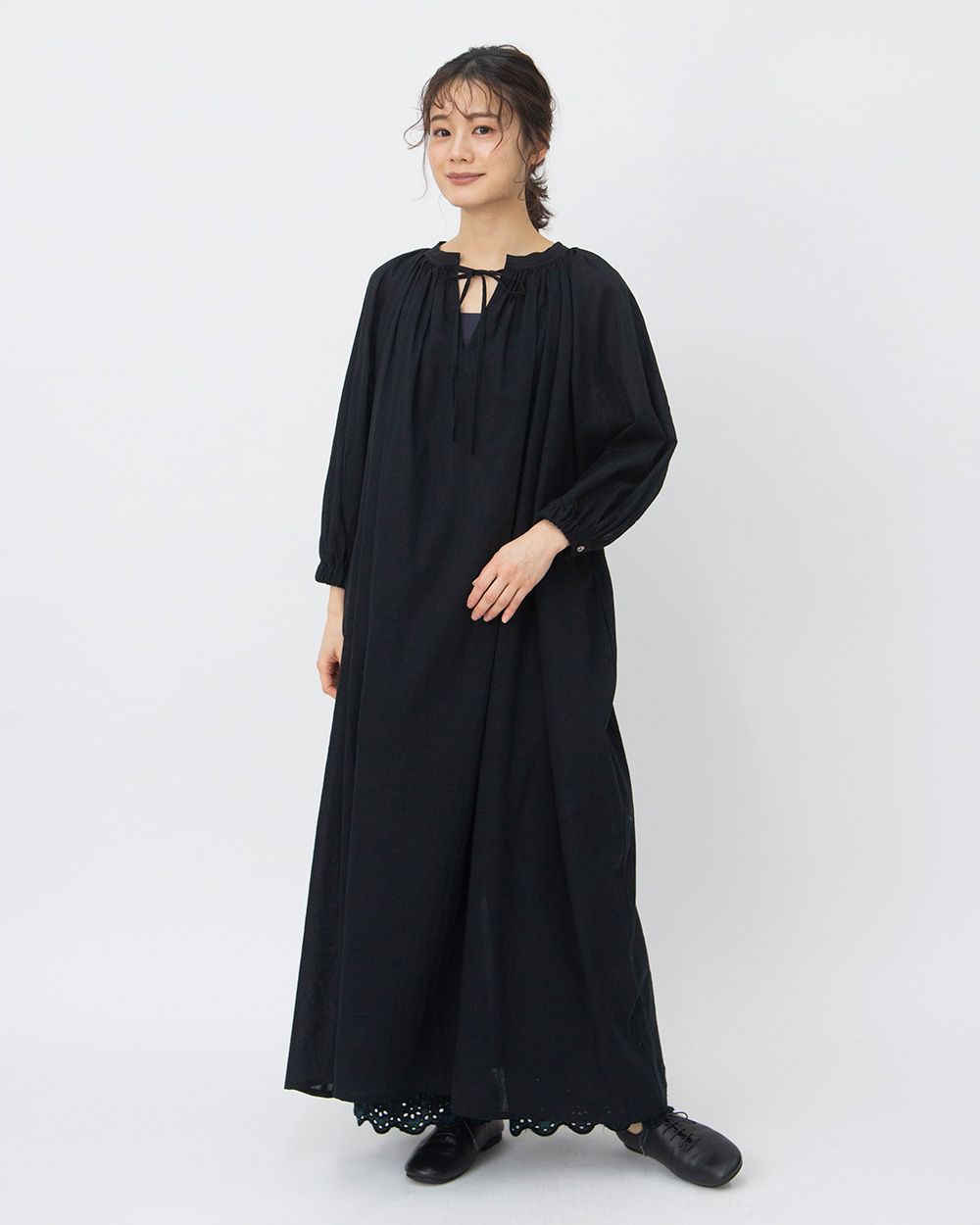 丈が選べる】コットンリネン2wayワンピース