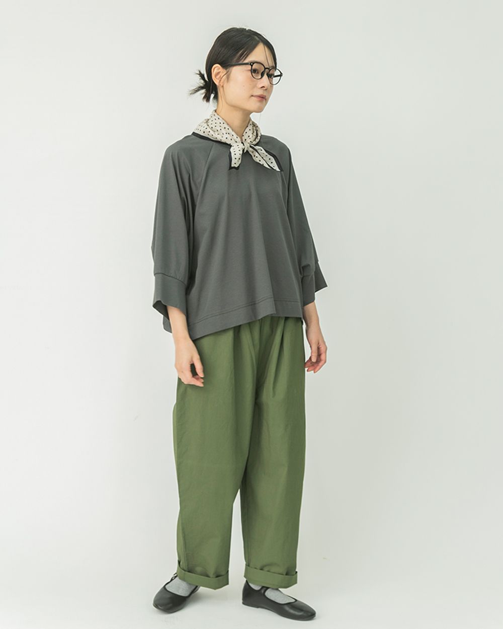 丈が選べる】コットンツイルタックパンツ