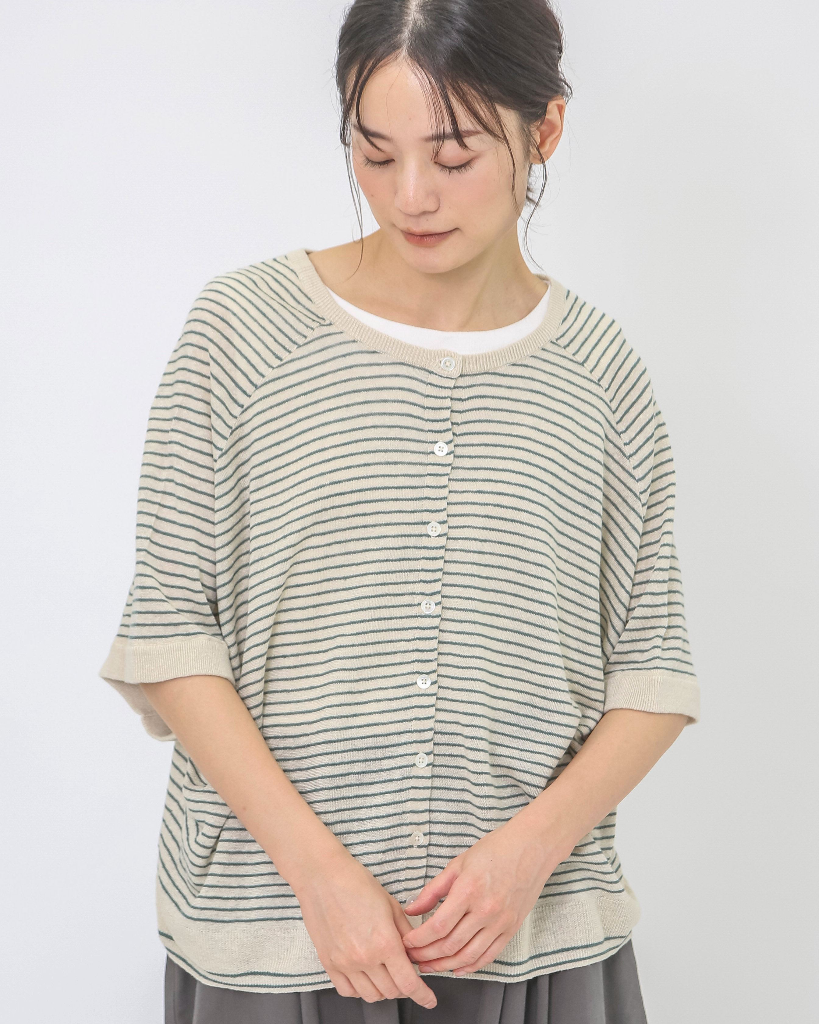 リネンニット2WAYカーディガン