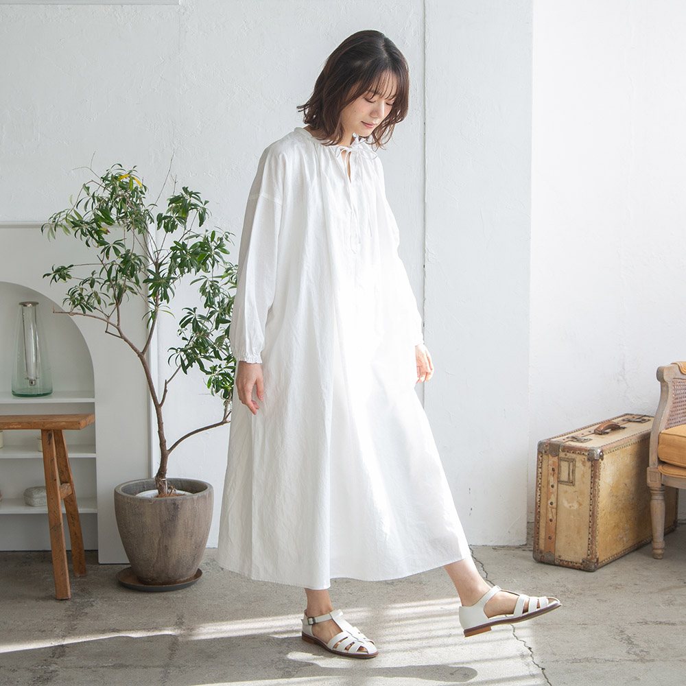Kihoさんコラボ】コットンリネンギャザーリボンワンピース｜再販売