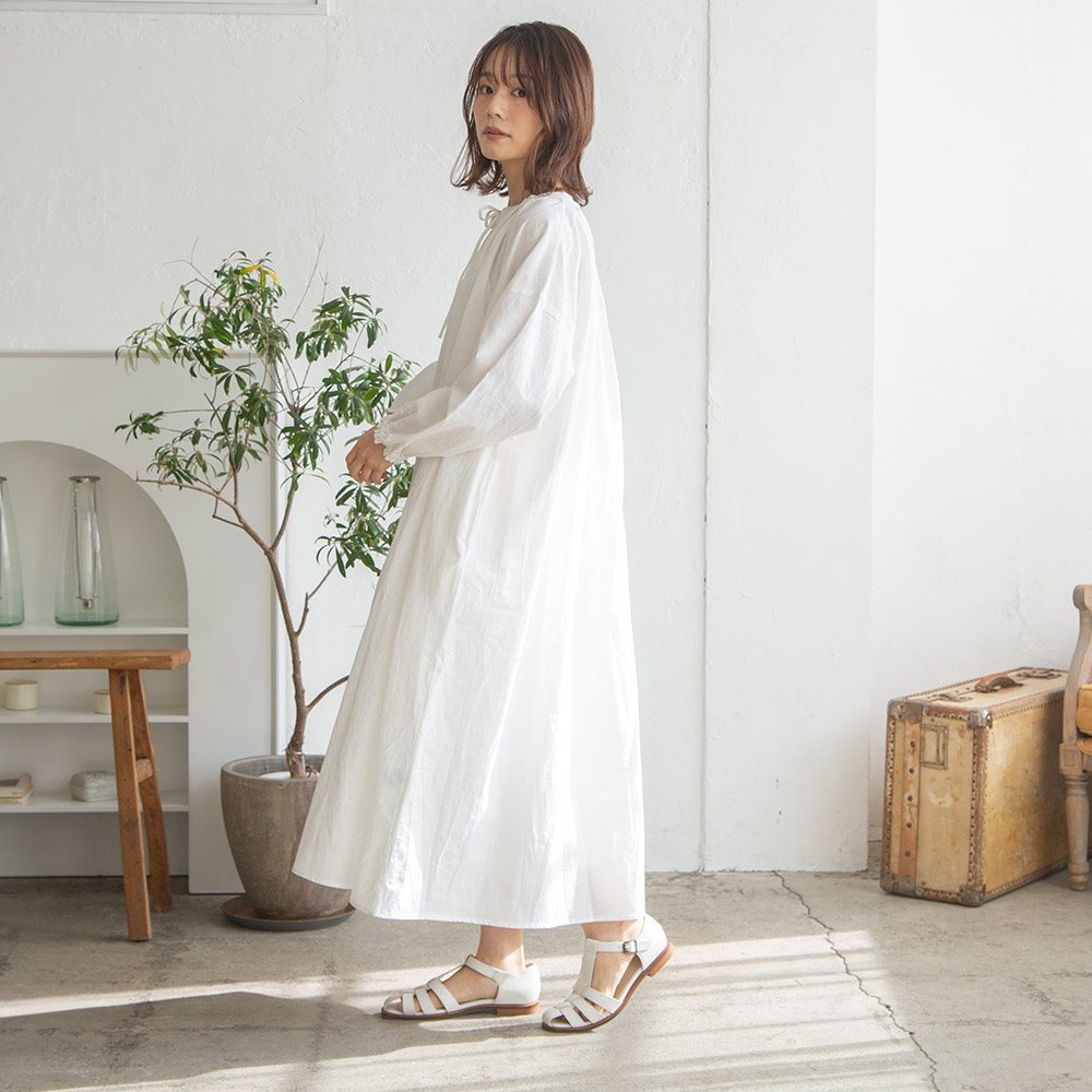 Kihoさんコラボ】コットンリネンギャザーリボンワンピース｜再販売