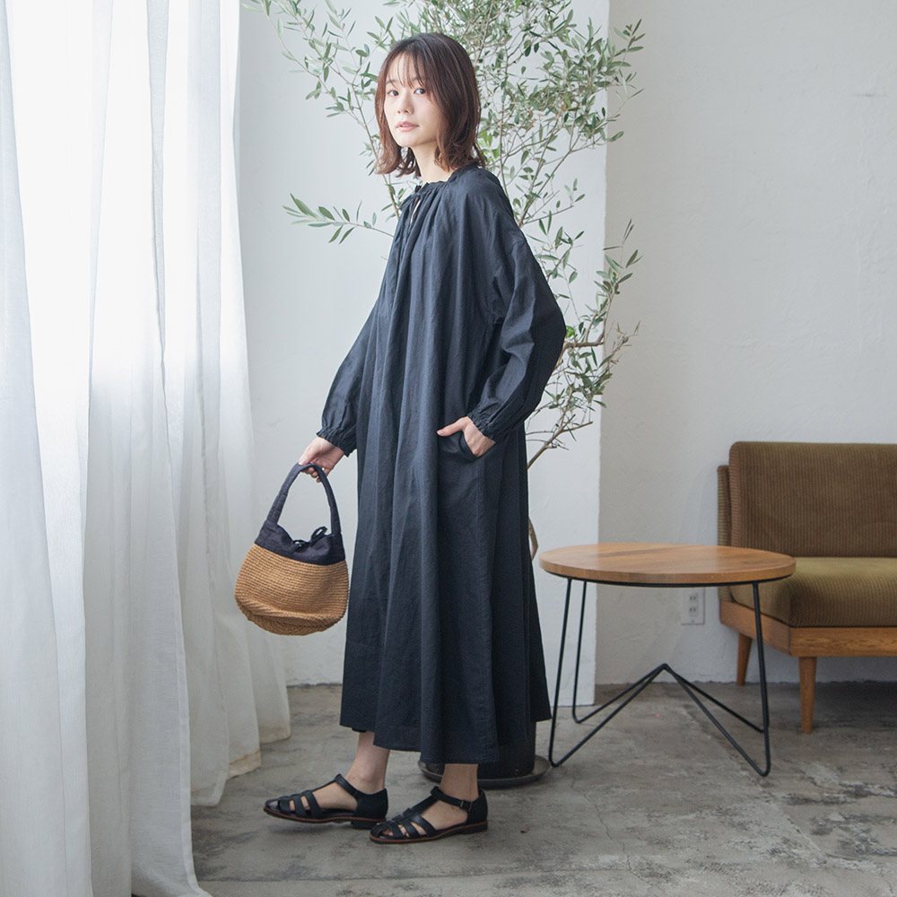 Kihoさんコラボ】コットンリネンギャザーリボンワンピース｜再販売