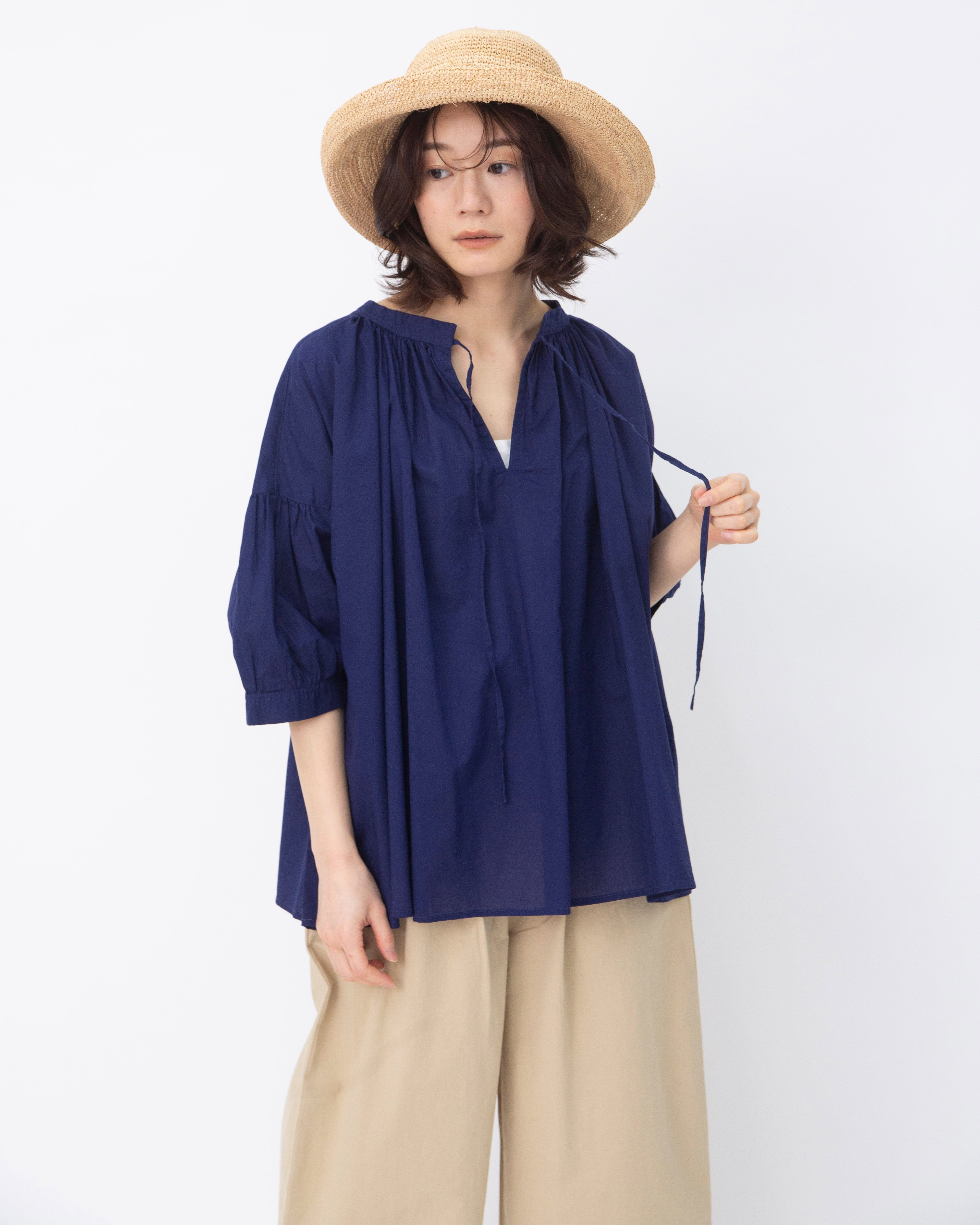 コットンローンギャザーブラウス